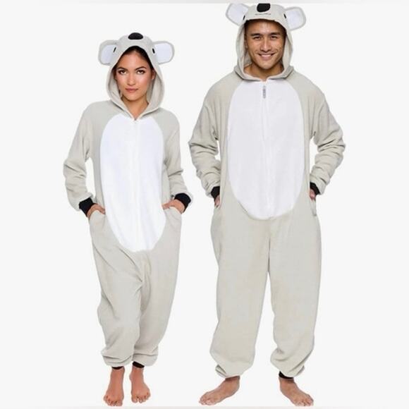 Funziez! Silver Lilly Animal Pajamas Adult One Piece Cosplay Koala Costume Small - Picture 1 of 15